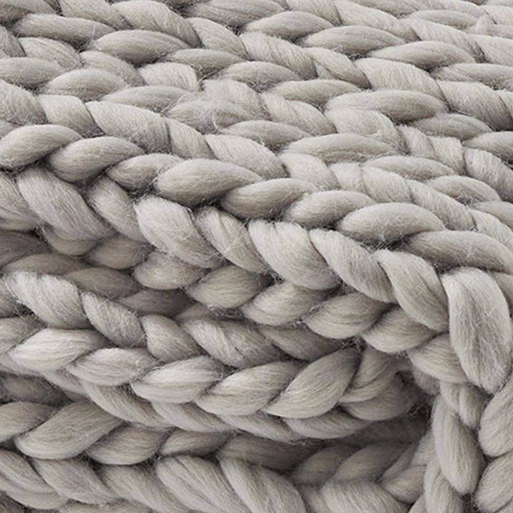 Fog Gray Chunky Knit Cotton Throw Blanket