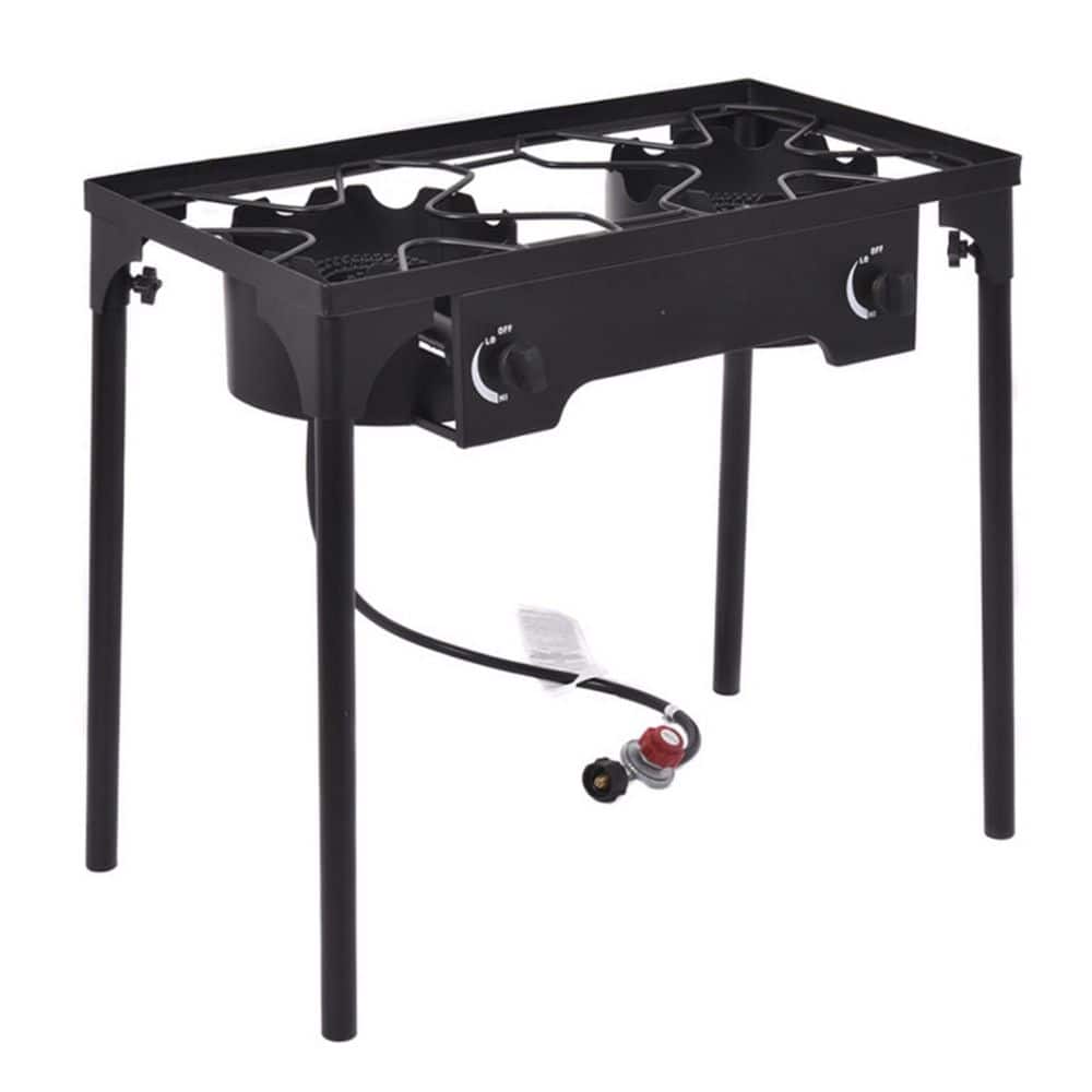 Propane Gas Stove 2 Burner Gas Stove with Removable Leg Stand Portable Gas  Stove Black Auto Ignition Camping Dual Burner LPG for RV, Apartment,  Outdoor