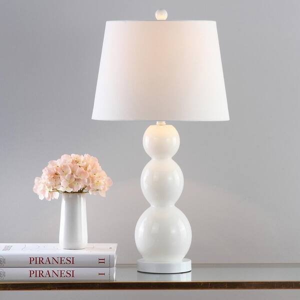 white sphere table lamp