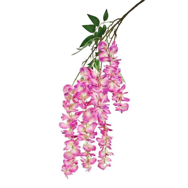 LIVING LUXURY 44 in. Fuchsia Artificial Japanese Wisteria Flower