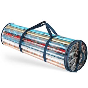 Blue Christmas Wrapping Paper Storage Bag PVC Construction