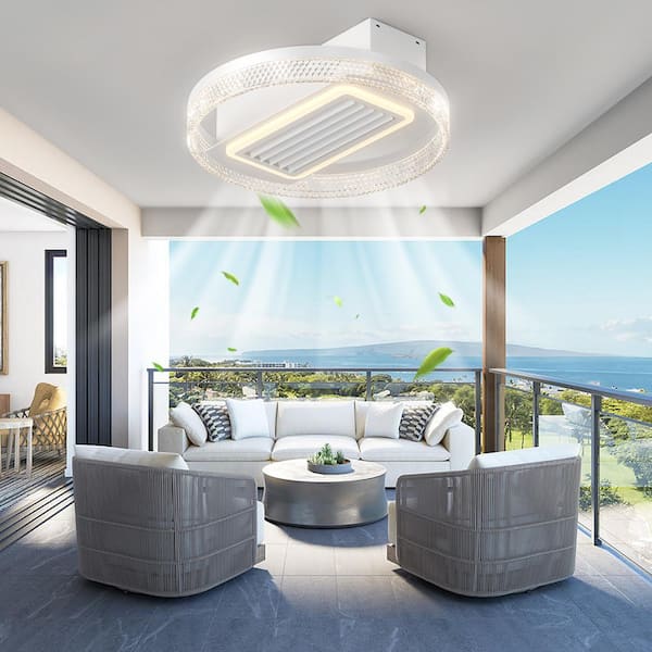 20 in. Indoor White Ceiling Fan with Adjustable White Integrated LED, Remote Included