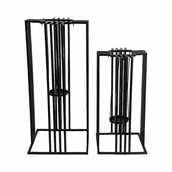 Liv & Skye 20 in. and 26 in. Black Metal Open Lantern (Set of 2)