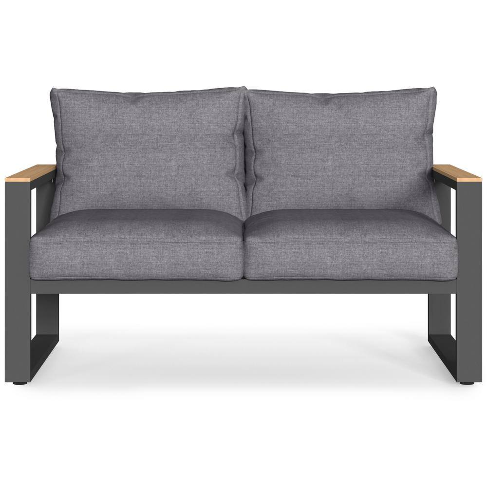 Front view of the Sunvivi 75'' Metal Outdoor Loveseat.