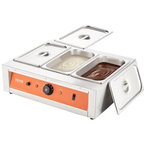 Chocolate Tempering Machine 26.5 lb. 3-Tanks Chocolate Melting Pot 1500W Stainless Steel Electric Commercial Food Warmer