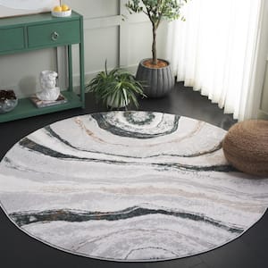 Alenia Gray/Ivory 7 ft. x 7 ft. Agate 2-Toned Round Area Rug
