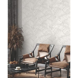 Palm Cove Toile White and Grey Wallpaper Roll