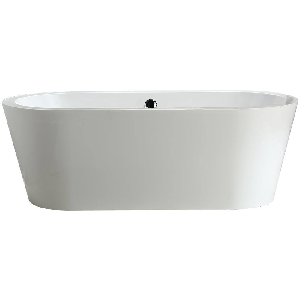 Melania 68'' x 32'' White Acrylic Freestanding Soaking Bathtub