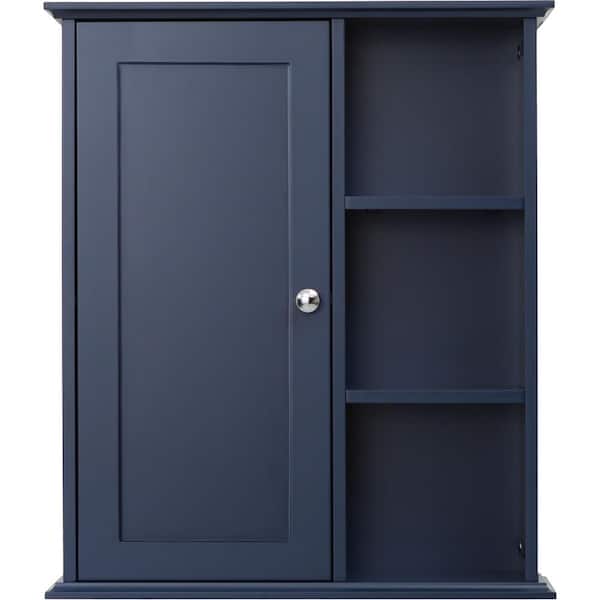 23.6 in. W x 7.1 in. D x 27.6 in. H Bathroom Storage Wall Cabinet in Blue with Soft-Closing Hinges