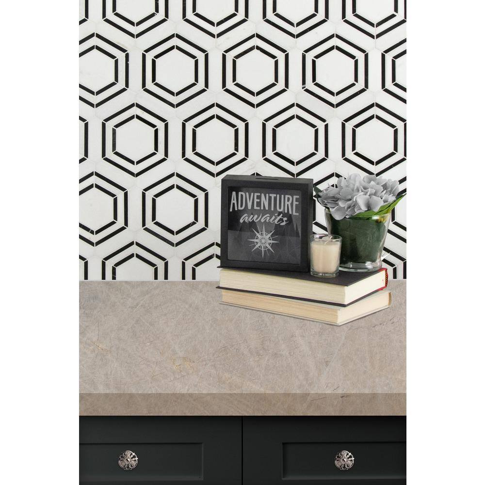 Bianco Hexagon Polished Marble Mosaic Tile Sheet