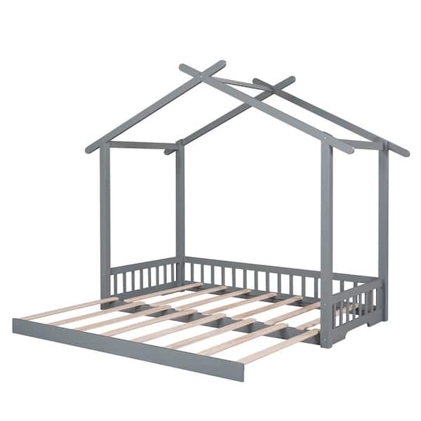 Donason Gray Extending House Bed Twin/King Size Daybed