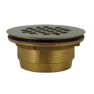 2 in. No Caulk Shower Stall Drain with Brass Body and 4-1/4 in. O.D. Stainless Steel Strainer (140NC)