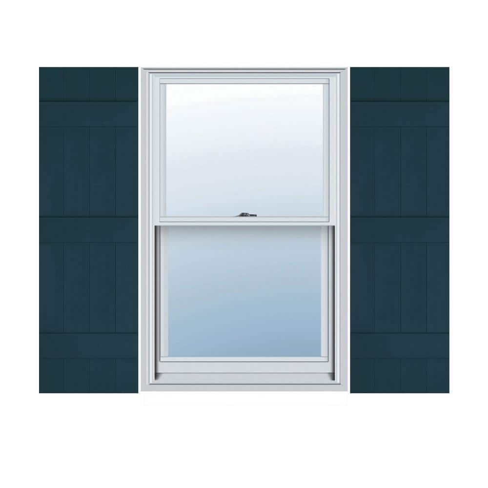 Midnight Blue 59" Board-n-Batten Vinyl Shutters with Installation Kit