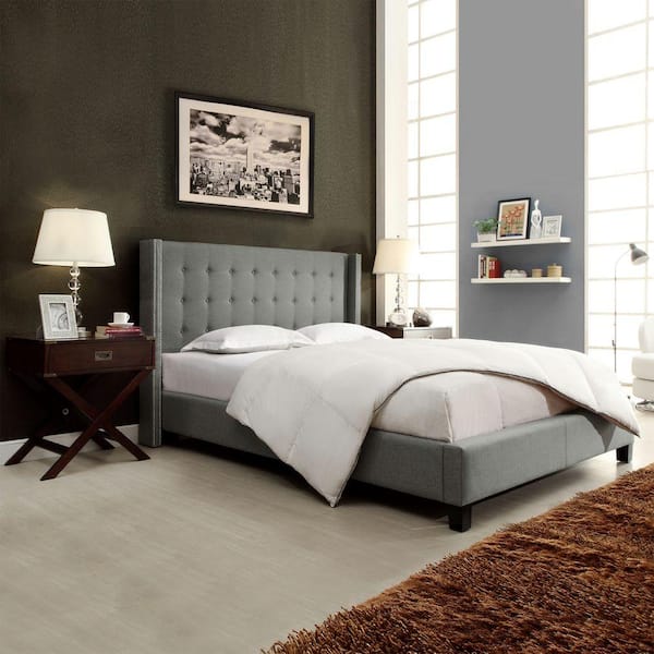 HomeSullivan Franklin Park Grey Queen Upholstered Bed
