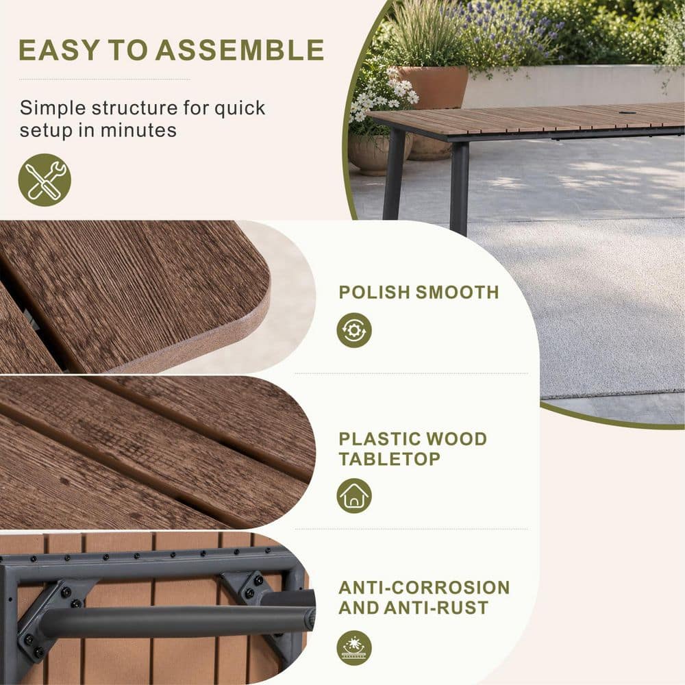 Infographic showing easy assembly and product features.