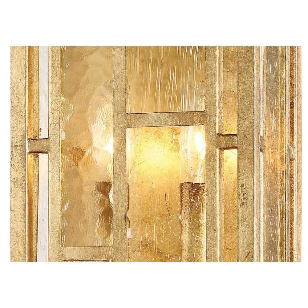 Pandora Gold Leaf Textured Glass 2-Light Wall Sconce