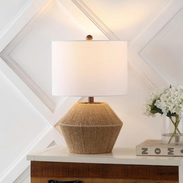 Alma 21.75 in. Coastal Rustic Iron/Rope LED Table Lamp, Brown