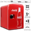 Coca-Cola Classic Coke Bottle 4L Mini Fridge with12V DC and 110V AC Cords,  6 Can Portable Cooler Red KWC-4C - The Home Depot