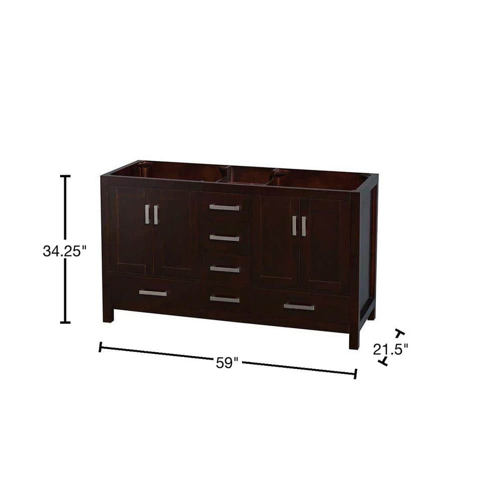 Espresso Double Freestanding Vanity with Natural Stone Countertop