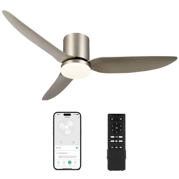 Merra 52 in. LED Indoor Brushed Nickel Smart Ceiling Fan with Dimmable Light Kit and Remote