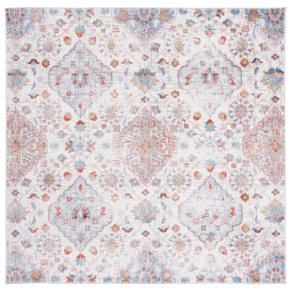 Rust And Ivory Check Rug SAFAVIEH Shivan 7 ft. x 7 ft. Ivory/Rust Diamond Distressed Square Area ...