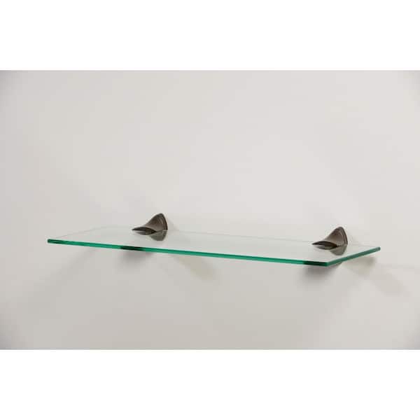 Capri 24 in. W x 8 in. D Clear Glass with Beak Brackets Decorative Wall Shelf
