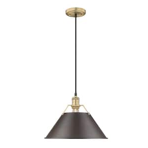 Orwell 100-Watt 1-Light Brushed Champagne Bronze and Rubbed Bronze Pendant Light