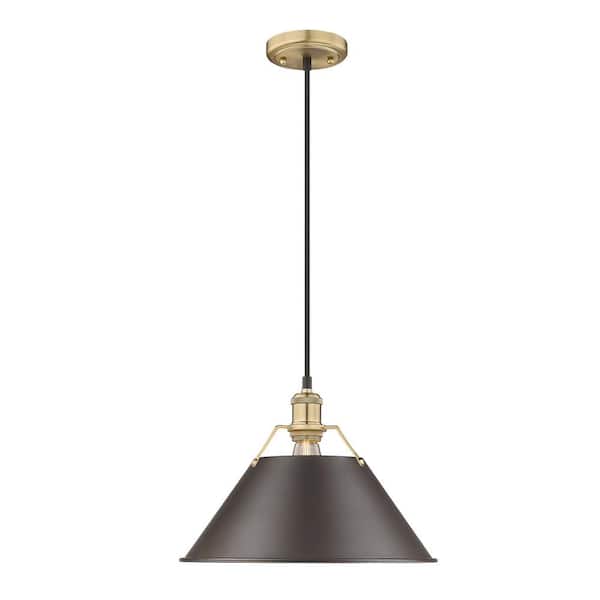Golden Lighting Orwell 100-Watt 1-Light Brushed Champagne Bronze and Rubbed Bronze Pendant Light