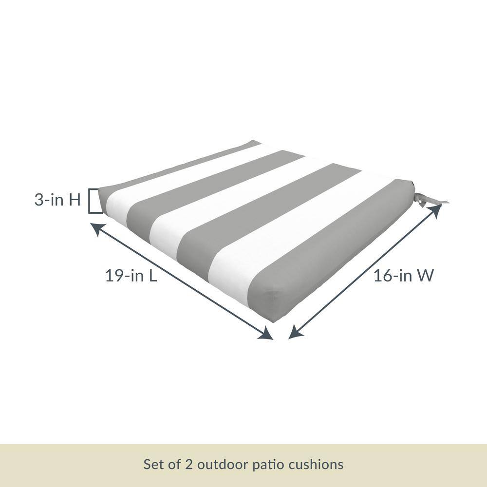 Slate Grey and White Stripe Adirondack Chair Cushion Set