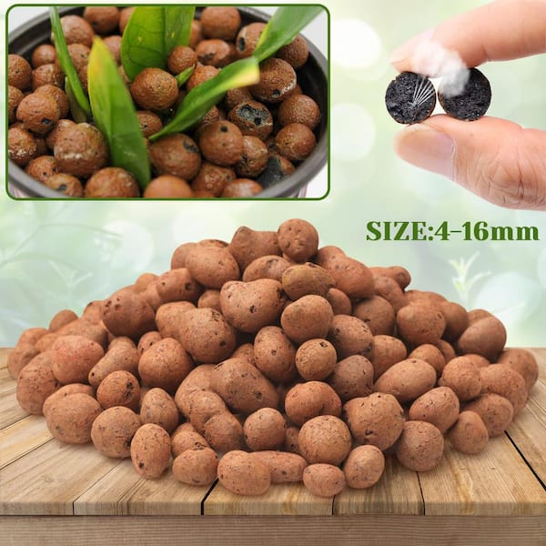 Augbeer 2 lb. Natural Clay Pebbles with Porous Structure for Hydroponic Gardening and Plant Drainage