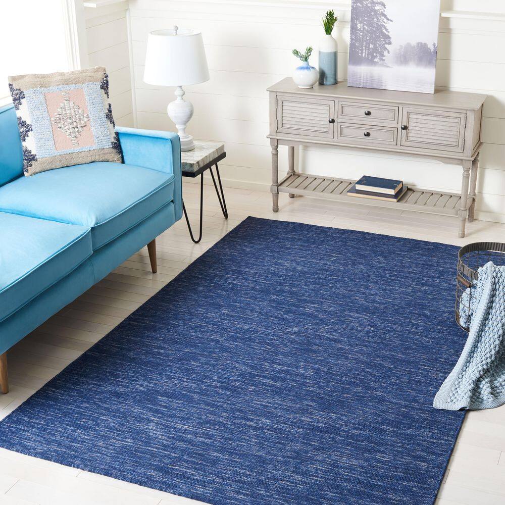Handmade Navy Blue Wool Flat Woven 3' x 5' Area Rug