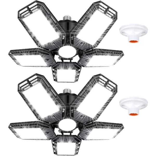 160 Volt 16000 Lumen LED Ceiling Shop Light with Deformable Panels for Garage Workshop Basement E26/E27 Socket 2 Pack