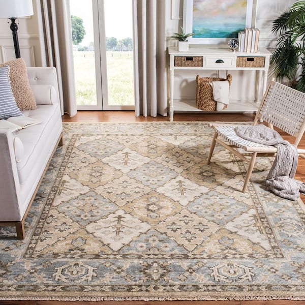 Samarkand 9 ft. x 12 ft. Beige/Light Blue Oriental Area Rug
