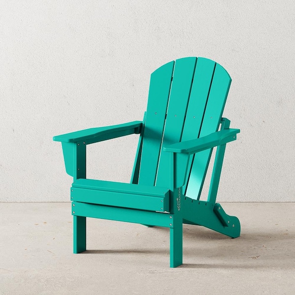 Laguna Fade Resistant Outdoor Patio HDPE Poly Plastic Classic Folding Adirondack Lawn Chair in Turquoise