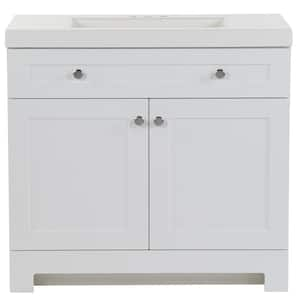 Project Source 36-in Gray Single Sink Bathroom Vanity with White Cultured  Marble Top in the Bathroom Vanities with Tops department at