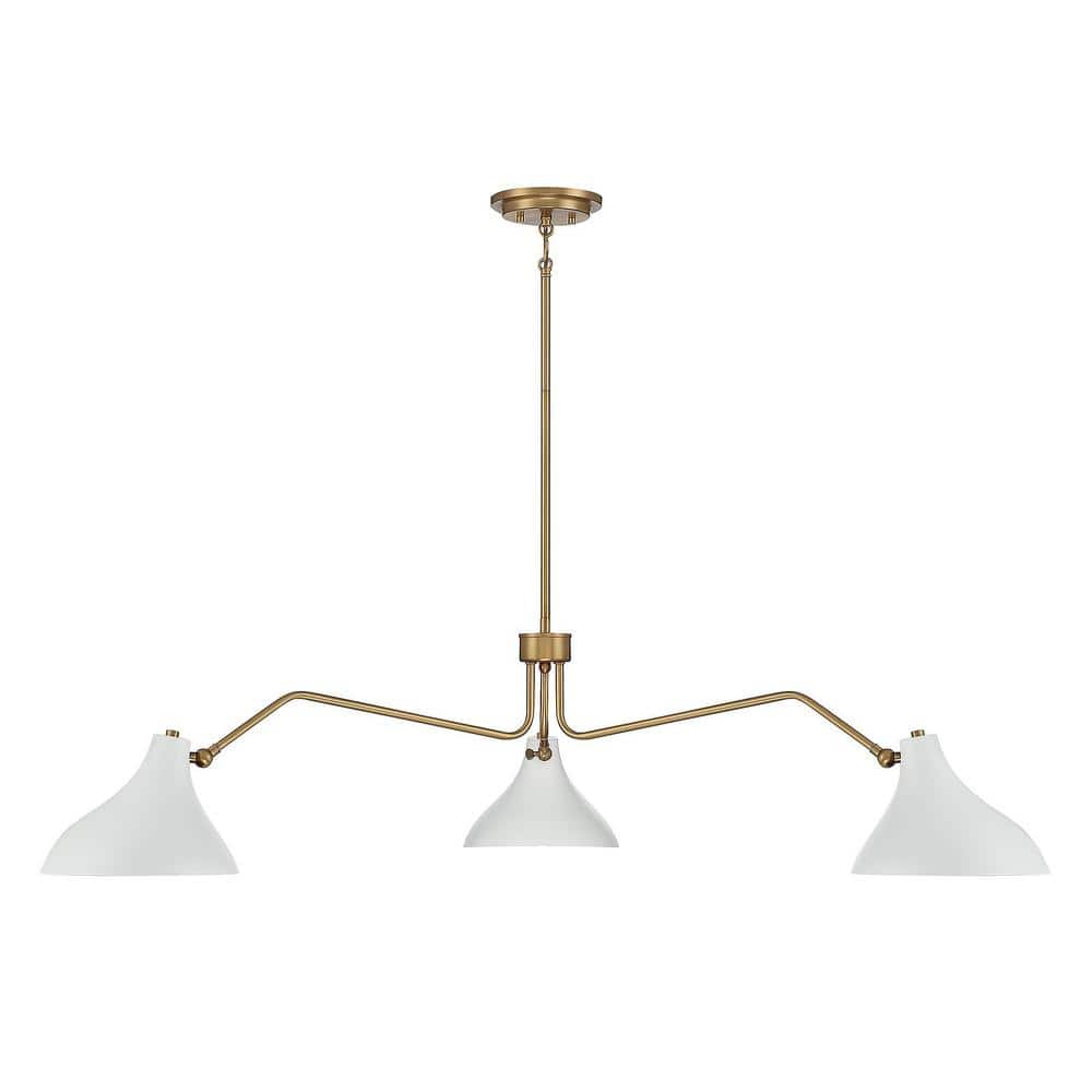 Natural Brass 3-Light White Metal Spider Chandelier