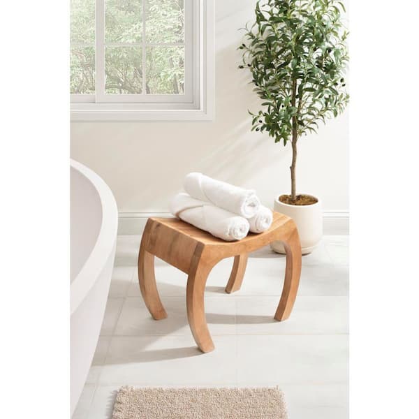 Loviisa 22 in. Natural Curved Rectangle Solid Wood Ottoman