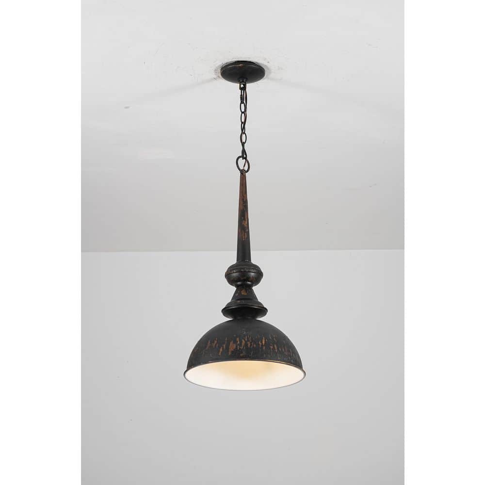 Potlid 1-Light 12.2 in. W Distressed Black and Copper Dome Pendant Light for Kitchen Island and Dining Room price history on PriceWatchPro