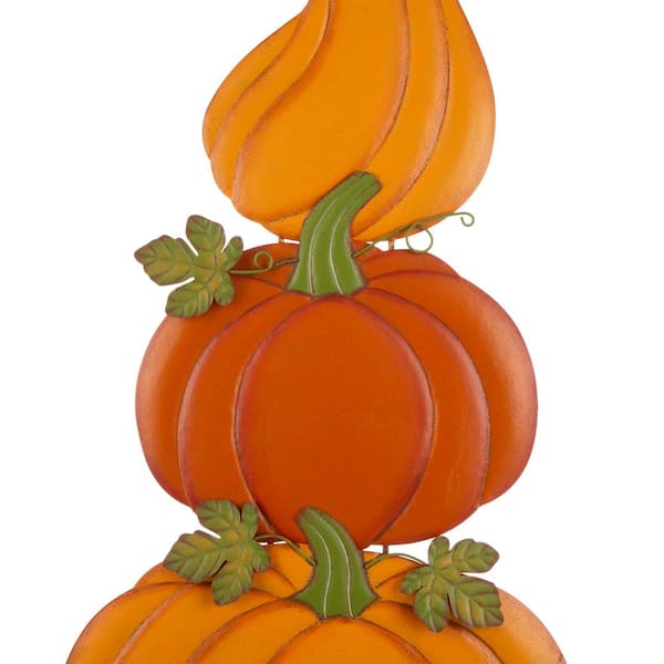 Glitzhome 18 Inch Tall Set of 6 Fall Metal Pumpkin, Leave