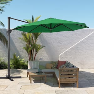 11 ft. Round Aluminum 360-Degree Rotation Cantilever Offset Umbrella Outdoor Patio Umbrella in Kelly Green