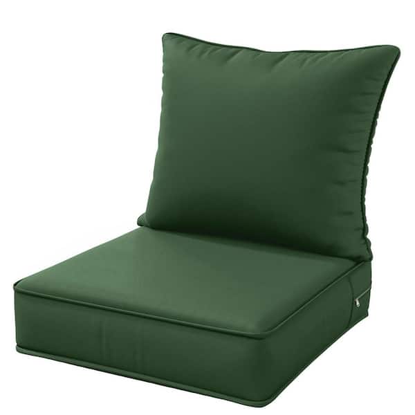 22 in. x 22 in. x 4 in. Square Outdoor Deep Seating Cushion Set Seat and Back Cushion for Lounge Chair Green