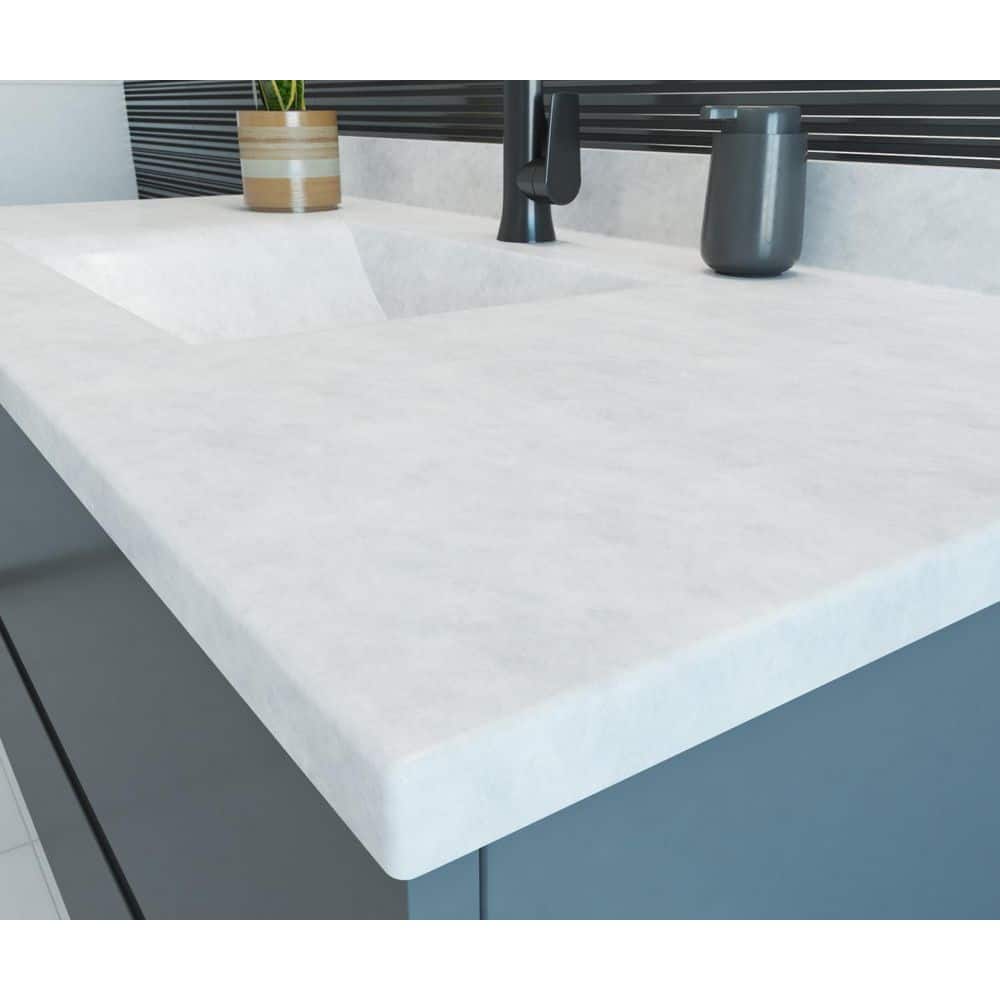 Ice Gray Engineered Solid Surface 43'' Single Bathroom Vanity Top with Sink
