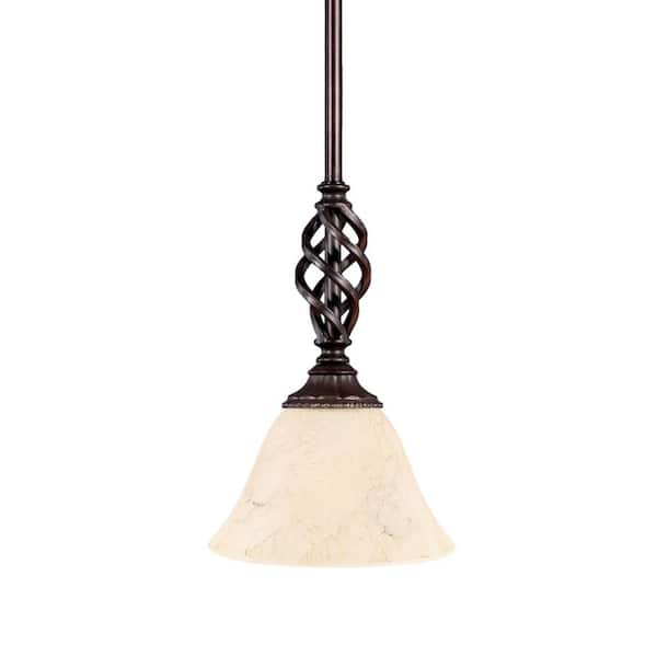 Unbranded Bridgewater 100 W 1-Light Dark Granite Standard Mini Pendant Light with Glass Shade