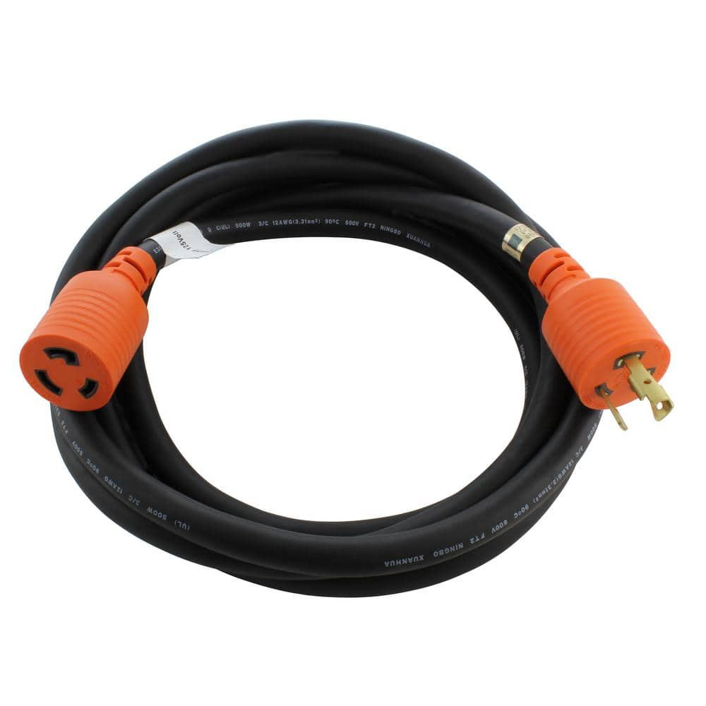 AC Works 25 ft. SOOW 10/3 NEMA 5-15 15 Amp 125-Volt Rubber Extension Cord, Black