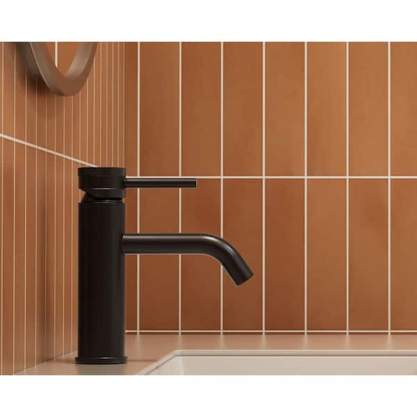 ANGELSEY Single Hole Single Handle Bathroom Faucet with Pop-up Drain in Matte Black