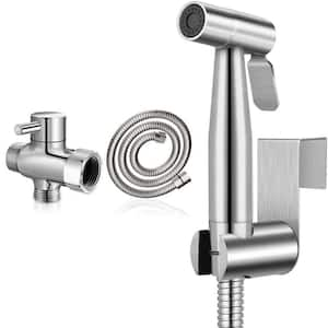 Stainless Steel Bathroom Handheld Bidet Attachment Sprayer Set with Hoses Kit, Wall and Toilet Mounts