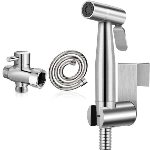 JOMOO Stainless Steel Brushed Nickel Bidet Sprayer – Handheld Shattaf With Adapter & Hose, Modern Bathroom