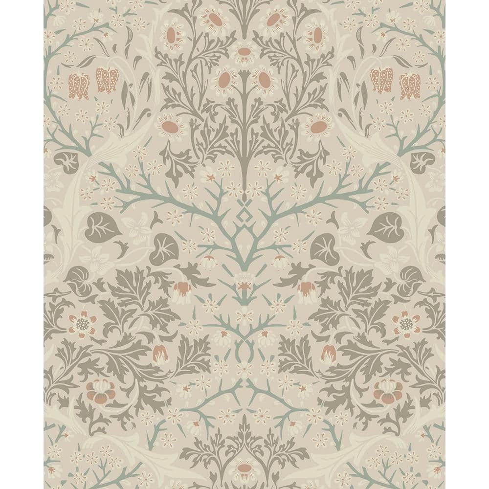 Victorian Garden Floral Pre-pasted Wallpaper in Lunar Rock & Clay