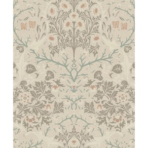 Lunar Rock and Clay Victorian Garden Floral Pre-Pasted Paper Wallpaper Roll (57.5 sq. ft.)