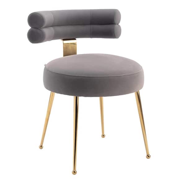 ATHMILE Gray Velvet Accent Side Chair (Set of 1)